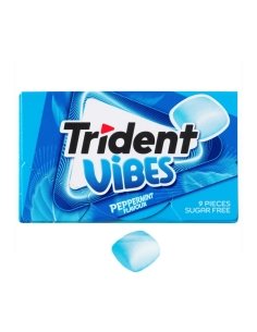 Chicle Trident Vibes Menta Azul 16 cajitas de 9 chicles sin azúcar
