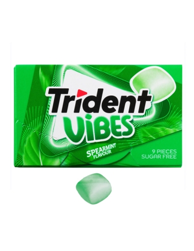 Chicle Trident Vibes Hierbabuena Verde 16 cajitas de 9 chicles sin azúcar