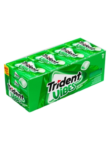 Chicle Trident Vibes Hierbabuena Verde 16 cajitas de 9 chicles sin azúcar
