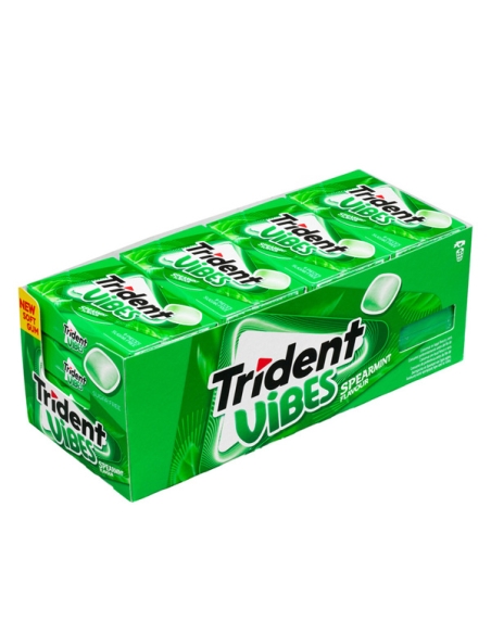 Chicle Trident Vibes Hierbabuena Verde 16 cajitas de 9 chicles sin azúcar