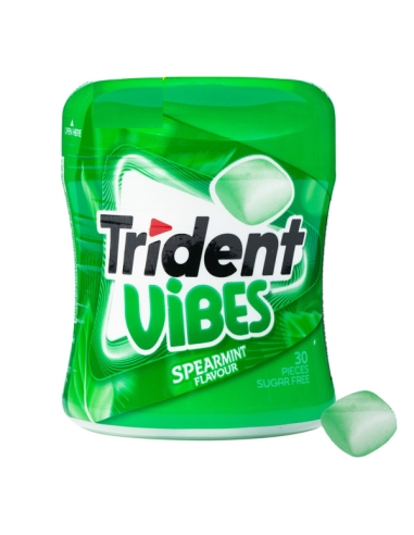 Chicle Trident Vibes Hierbabuena Verde 6 Botes de 30 chicles sin azúcar