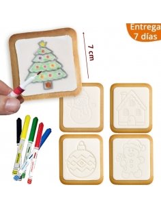 30 Galletas Navidad para pintar con 5 rotuladores comestibles