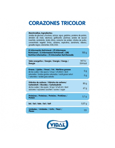 Chuches Nubes Corazón Tricolor 125uds Vidal Golosinas