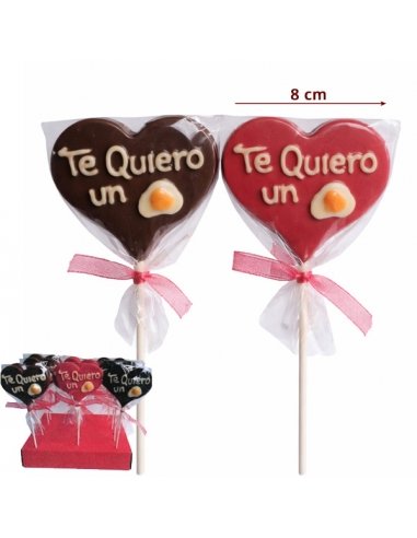 Piruleta Corazón Chocolate "Te quiero un huevo" 20uds Agaragar