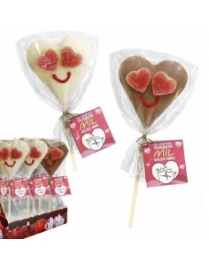 Piruletas Corazón Chocolate con gominolas 18uds Menudos Duendes