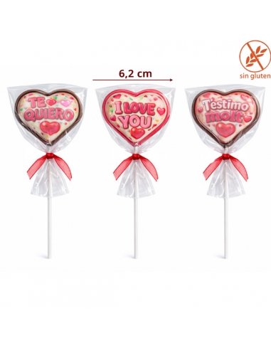 Piruleta Corazón Chocolate San Valentín "Te quiero" 24uds Agaragar