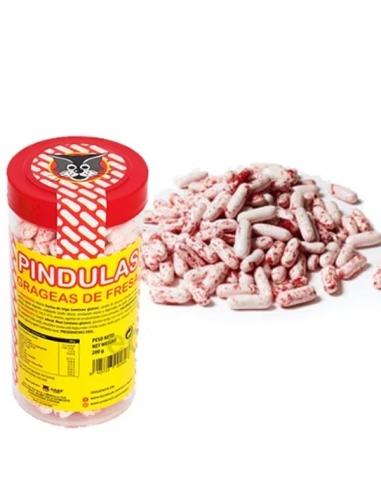 Píndulas de Fresa grageas regaliz 12 Tarros 200 g Saet Sweets