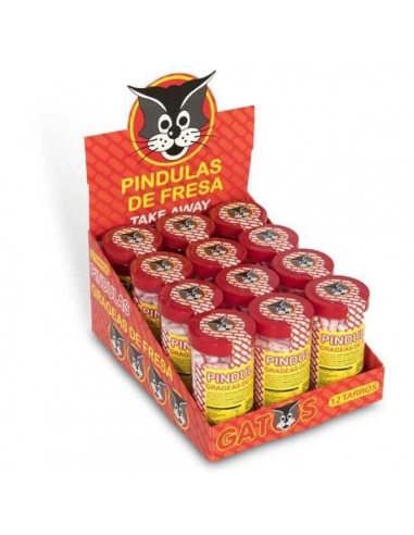 Píndulas de Fresa grageas regaliz 12 Tarros 200 g Saet Sweets