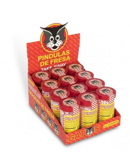 Píndulas de Fresa grageas regaliz 12 Tarros 200 g Saet Sweets