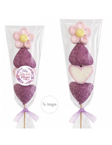 Brocheta de Nubes Día de la Mujer con etiqueta personalizada