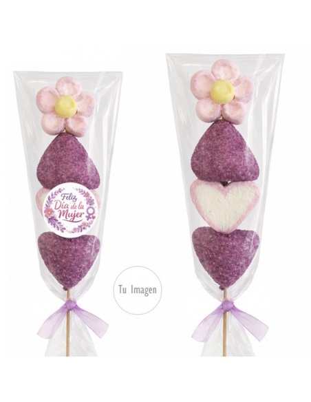 Brocheta de Nubes Día de la Mujer con etiqueta personalizada