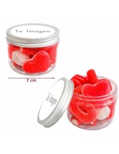 Tarro Chuches Rojas y blancas 130 G Personalizadas con etiqueta