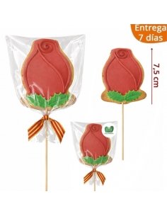 Galletas Decoradas con forma de Rosa con Palo de Sant Jordi