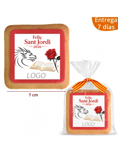 Galletas Cuadradas lisas Sant Jordi Personalizadas con tu logo