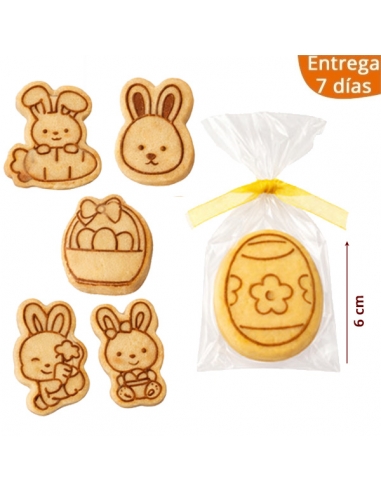 Galleta forma Huevo y Conejo Pascua mediana marcada y sin fondant