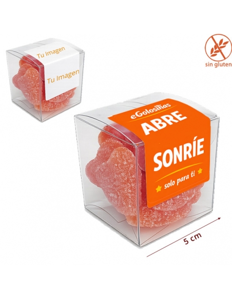 Caja Chuches color Naranja 65gr con Logo o imagen Personalizada