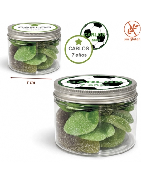 Tarro de chuches verdes personalizado para fiestas 130 g