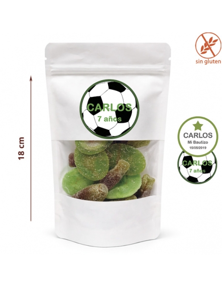 Bolsa Cartón Blanco de Chuches Color Verde 70Gr Personalizada