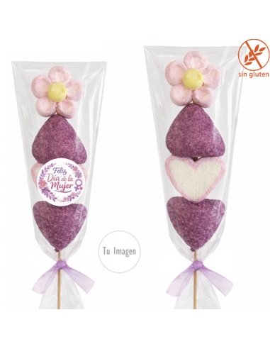 Brocheta de Nubes Día de la Mujer con etiqueta personalizada