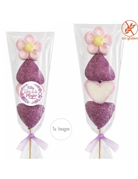 Brocheta de Nubes Día de la Mujer con etiqueta personalizada