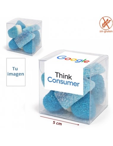 Caja Chuches color Azul 65g con Logo o imagen Personalizada