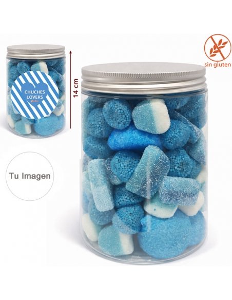 Tarro Chuches Surtidas color Azul Grande 700g con etiqueta