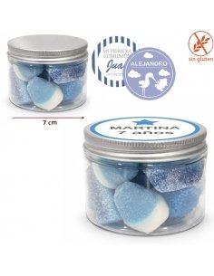 Tarro de Chuches Azules Personalizado 130g (Bautizo, Comunión y Fiestas)