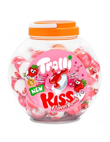 Chuches Besos Rellenos Fresa nata goma 60uds Trolli Golosinas