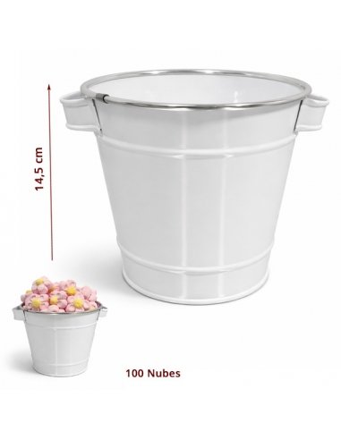 Cubo Grande metálico Blanco para rellenar con golosinas y decorar Mesa