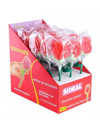 Rosas de chuches para Sant Jordi 15 uds Sidral listas para regalar