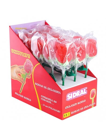 Rosas de chuches para Sant Jordi 15 uds Sidral listas para regalar
