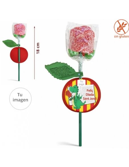 Rosa de gelatina personalizada para Sant Jordi o rosas de chuches
