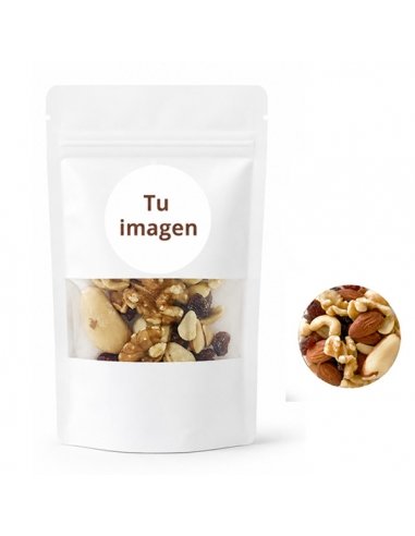 Bolsita Blanca Frutos Secos con Zip 50g con Etiqueta Personalizada