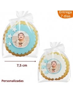 Galleta Redonda con Estrellas y Foto Personalizada