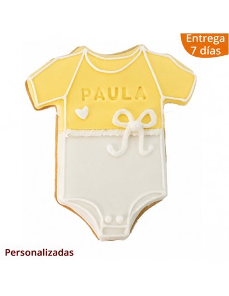 Galleta de Bautizo Personalizada forma Body color amarillo