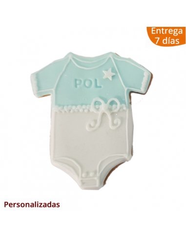 Galleta de Bautizo Personalizada forma Body color azul