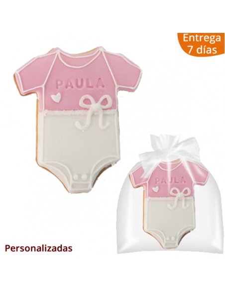 Galleta de Bautizo Personalizada forma Body color rosa
