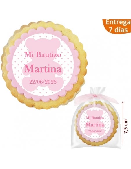 Galleta Recordatorio Bautizo Oso 7,5cm personalizada