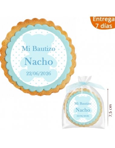 Galleta Recordatorio Bautizo Oso 7,5cm personalizada
