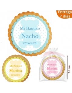 Galleta Recordatorio Bautizo Oso 7,5cm personalizada