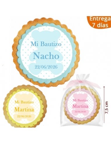Galleta Recordatorio Bautizo Oso 7,5cm personalizada