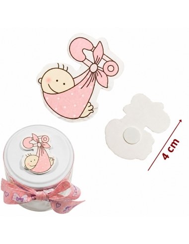 Decoración Detalle Bebé Madera Rosa 12Uds