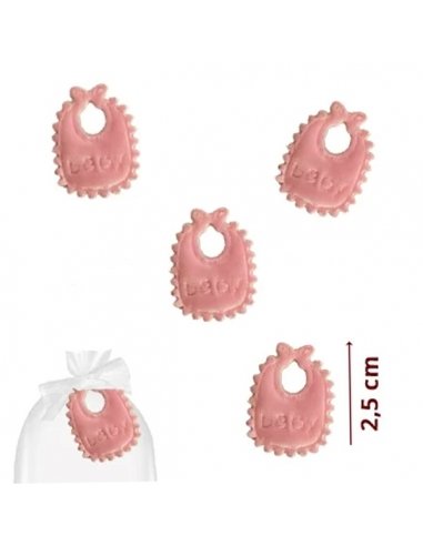 Mini Baberos Decorativos de Tela Rosa 45uds