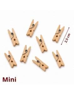 Mini Pinzas marrón de Madera para Tarjetas 35uds