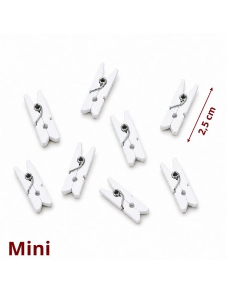 Mini Pinzas blancas de Madera para Tarjetas 35uds