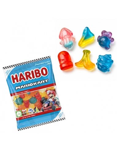 Mini Chuches Mario Kart Brillo 100gr 18 Bolsitas Haribo Golosinas