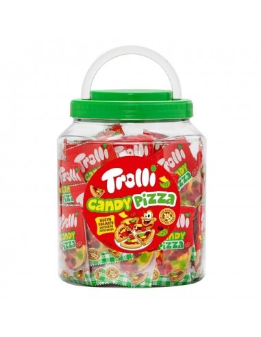Tarro de Golosinas de Pizzas Envueltas 70uds de Trolli