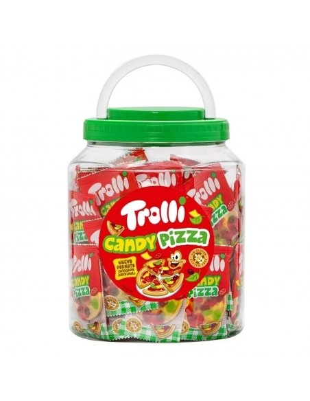 Tarro de Golosinas de Pizzas Envueltas 70uds de Trolli