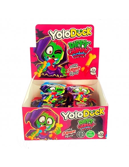 Expositor de Hueso Goma con golosina líquida Dipper Gummy Bones 12uds YoloDuck