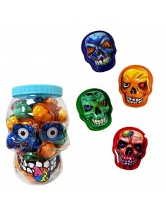 Tarro Calavera relleno de goma envuelta Halloween 50uds KRC